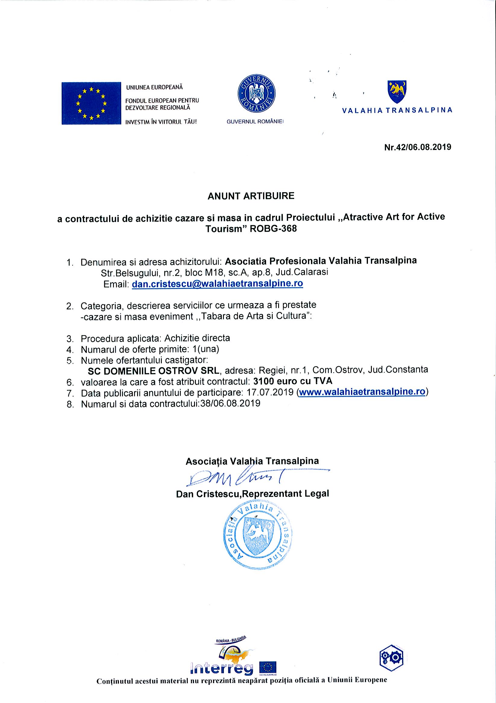 ARTOUR ANUNT ATRIBUIRE CAZARE